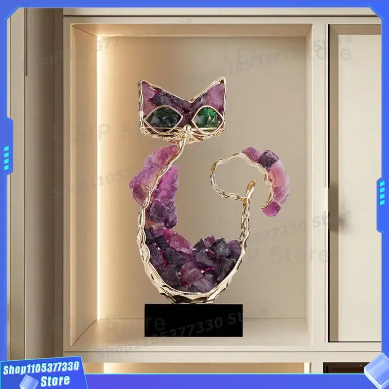 Luxury Lucky Cat Ornament for Living Room TV Cabinet High End Home Decor Housewarming Gift New Home Opening Entrance