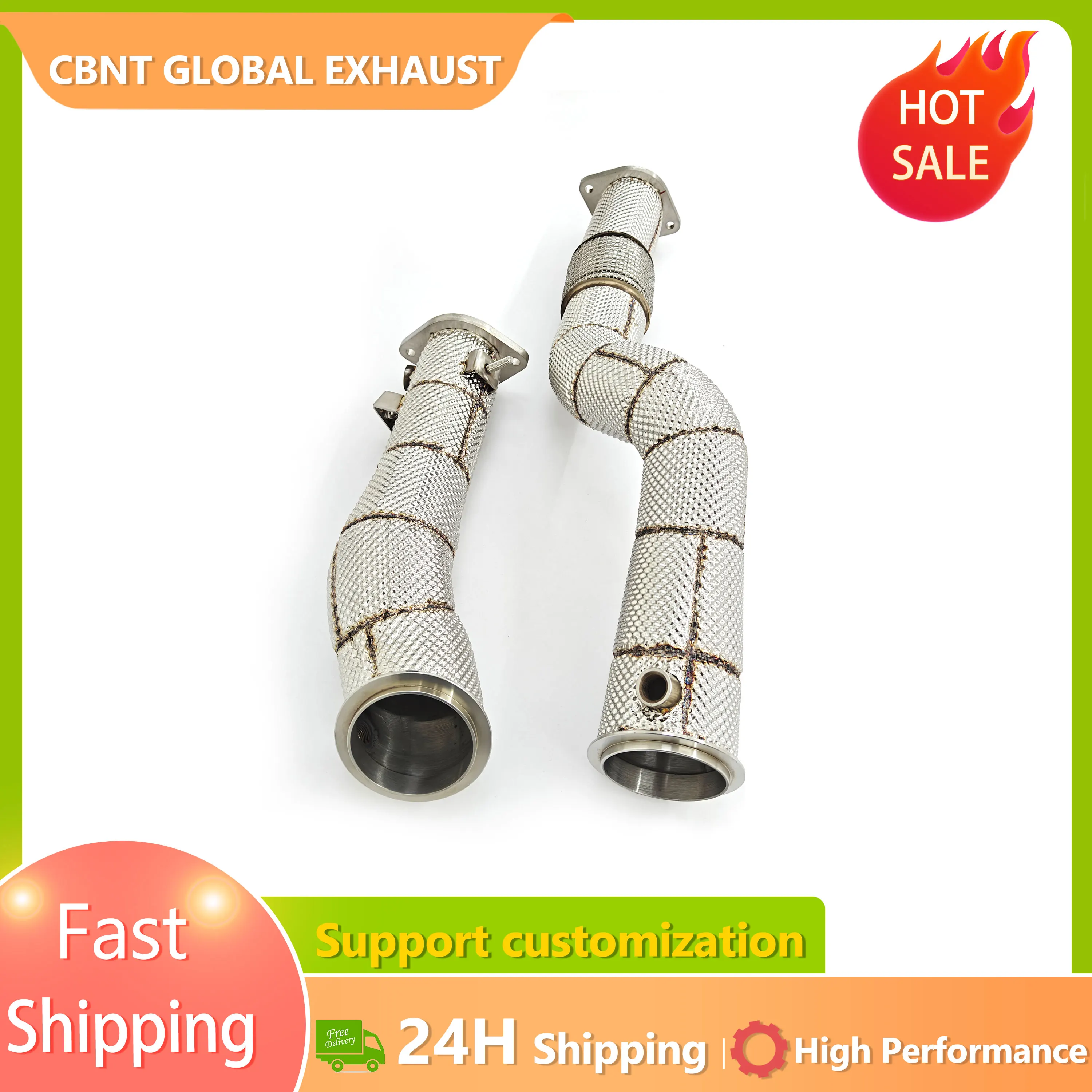 

CBNT Exhaust Pipe High Flow Downpipe Performance for M3 M4 M2 G80 G82 G87 S58 3.0T SS304 Exhaust Header with Heat Shield