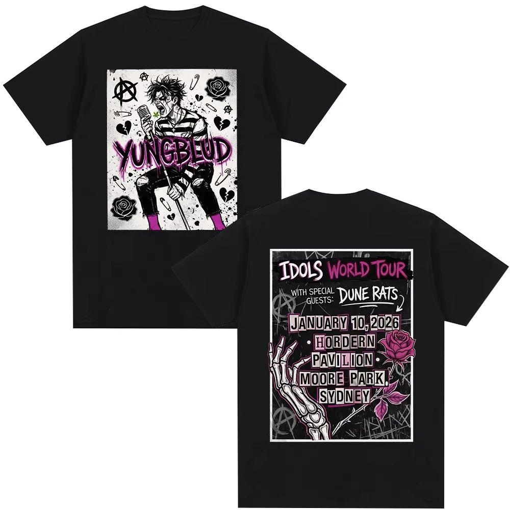 Singer Yungblud IDOLS World Tour 2026 T-shirts Men's Clothing Fashion Hip Hop Short Sleeves T-shirt pure Cotton Summer T-Shirt