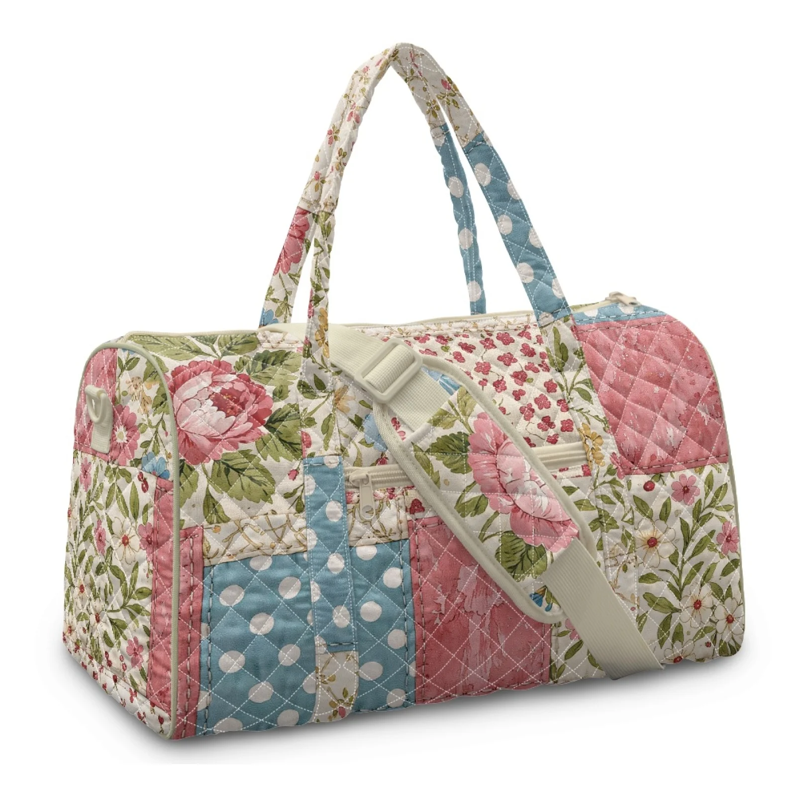 Coloranimal Floral Patchwork New Trend Travel Duffel Bags Polyester Crossbody Strap Gym Bag for Womens