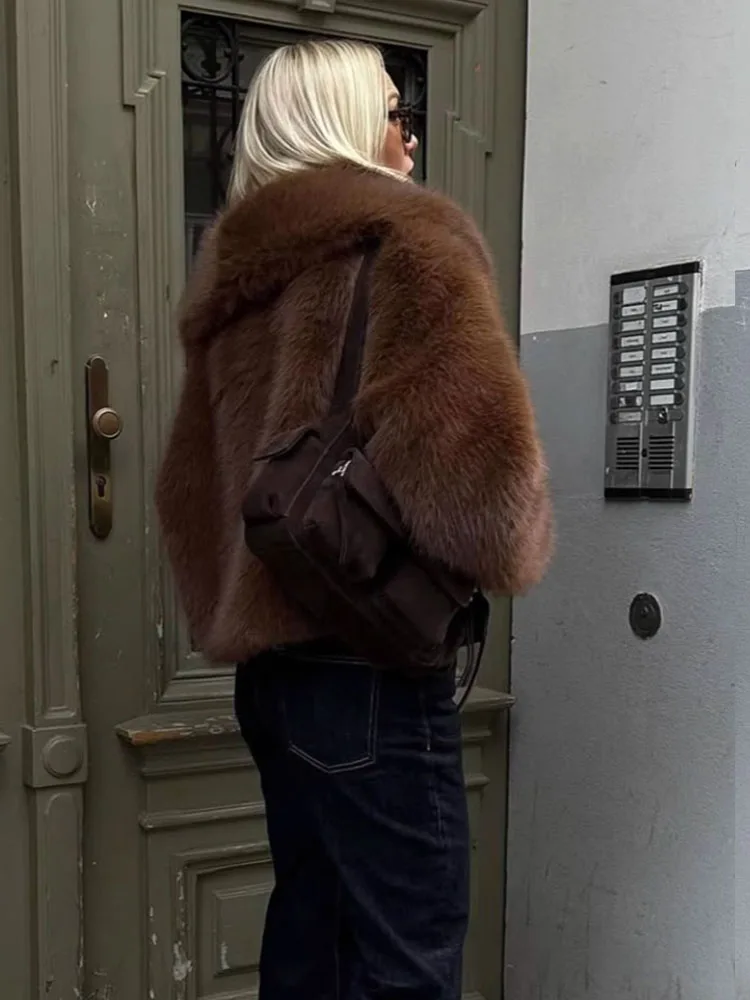 Zadorin luxo curto falso vison casaco de inverno marrom casaco de pele do falso mulher roupas soltas fofo jaqueta de pele do falso mulher casacos de pele topos