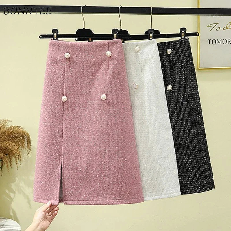 

Irregular Skirts Women Elegant Side-slit Gentle Casual Autumn Tender High Waist Simple Faldas Slim Aesthetic Office Lady