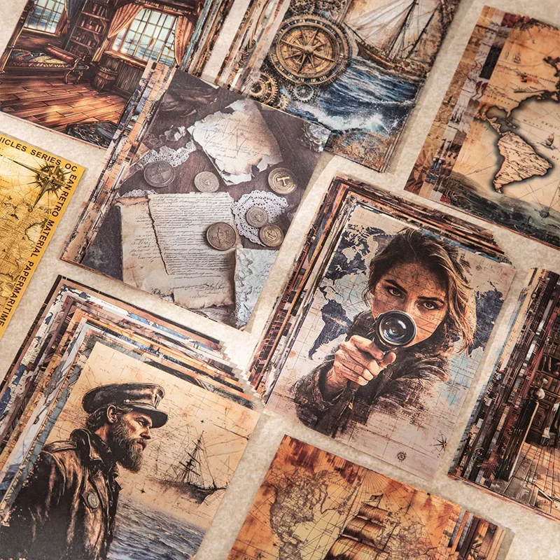 30 Sheets/Pack Vintage Voyage Chronicle Collage Paper Pack with Antique Newspape Map Texture Journals Ephemera Scrapbooking