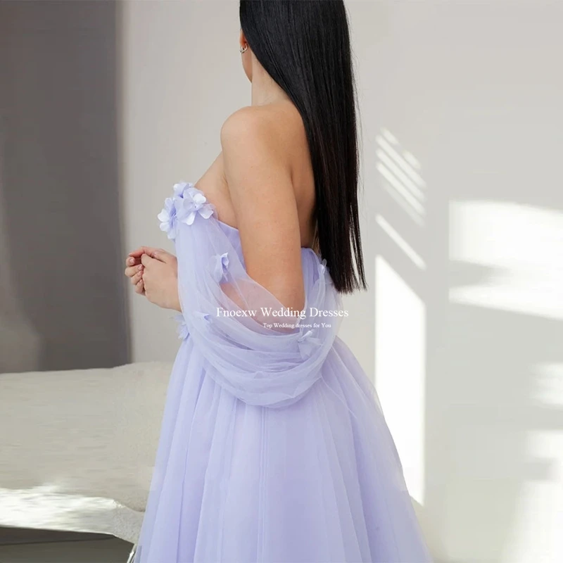 Fnoexw Sexy Sweetheart Lilac Prom Dresses Fashion 3D Flowers Tulle Cocktail Dress Short Evening Party Gowns Vestidos De Cóctel