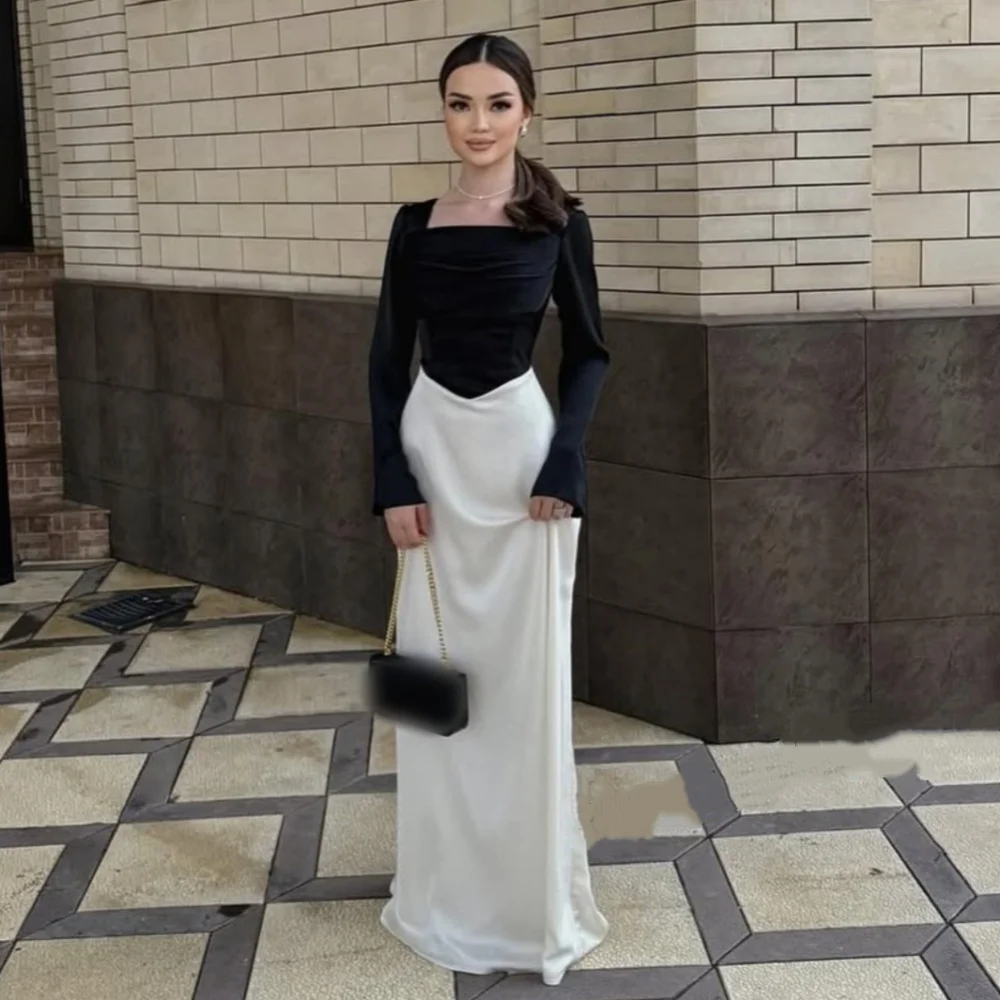 

Customized Charmeuse Temperament Square Neck A-line Long Dresses Bespoke Occasion Women's Evening Elegant Party Wedding