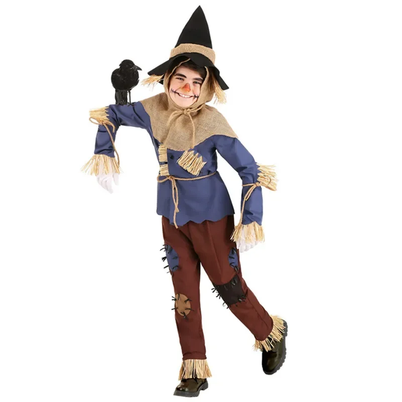 Halloween Purim Mago Spaventapasseri di Oz Ragazzi Ragazze Costume Kid Bambino Festa di compleanno Spaventapasseri Vestito operato da cosplay