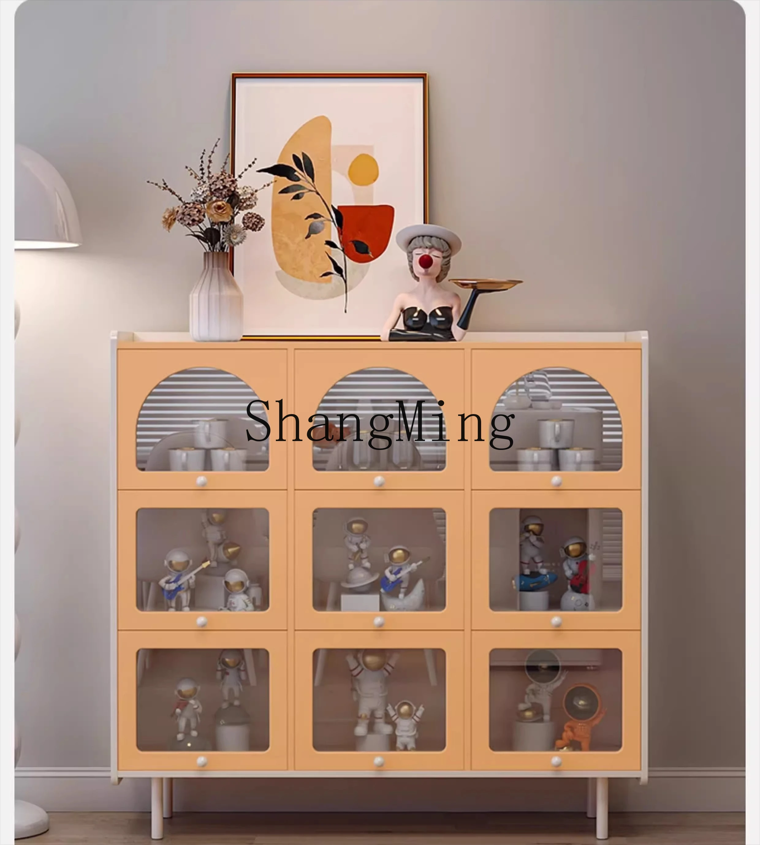 SM new cream wind nine bucket figure display cabinet living room storage small vertical cabinet high locker