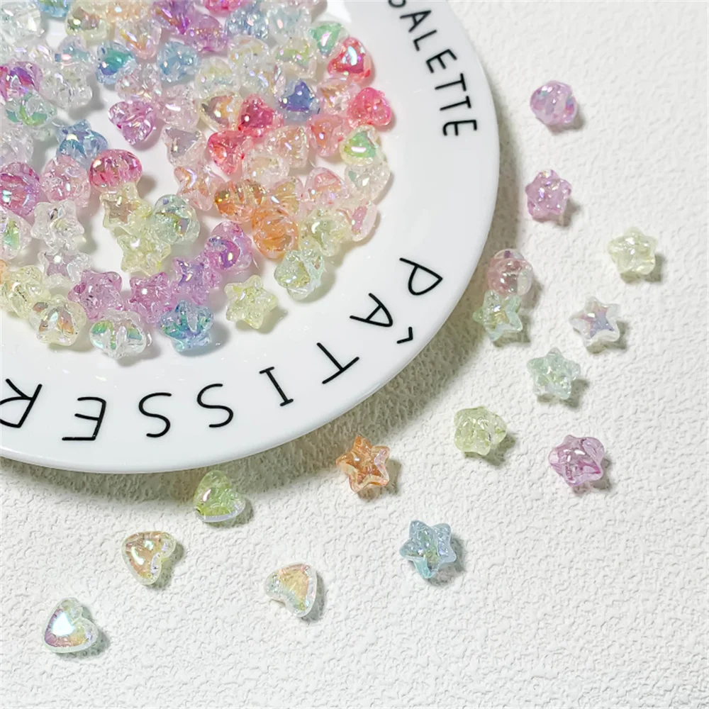 ST18 Colorful Stars Heart Shape Fragmented Flowers Handmade Beaded Bracelet Pendant DIY Jewelry Accessories view 3