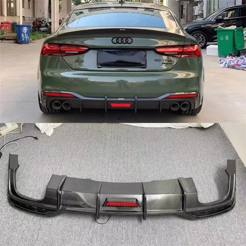 

Для Audi S5 A5 2021-2022 задний бампер из настоящего углеродного волокна, диффузор для губ, разделитель выхлопного порта, спойлер, задние автомобильные аксессуары, комплект кузова