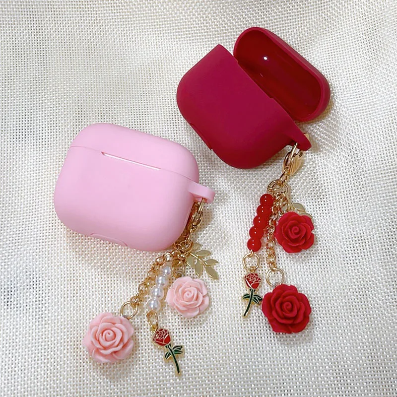 خمر الأبيض الورود اللؤلؤ المفاتيح ل أبل AirPods 3 حالة جديدة سماعة سيليكون غطاء علبة ل AirPods 1 2 3 برو شحن صندوق