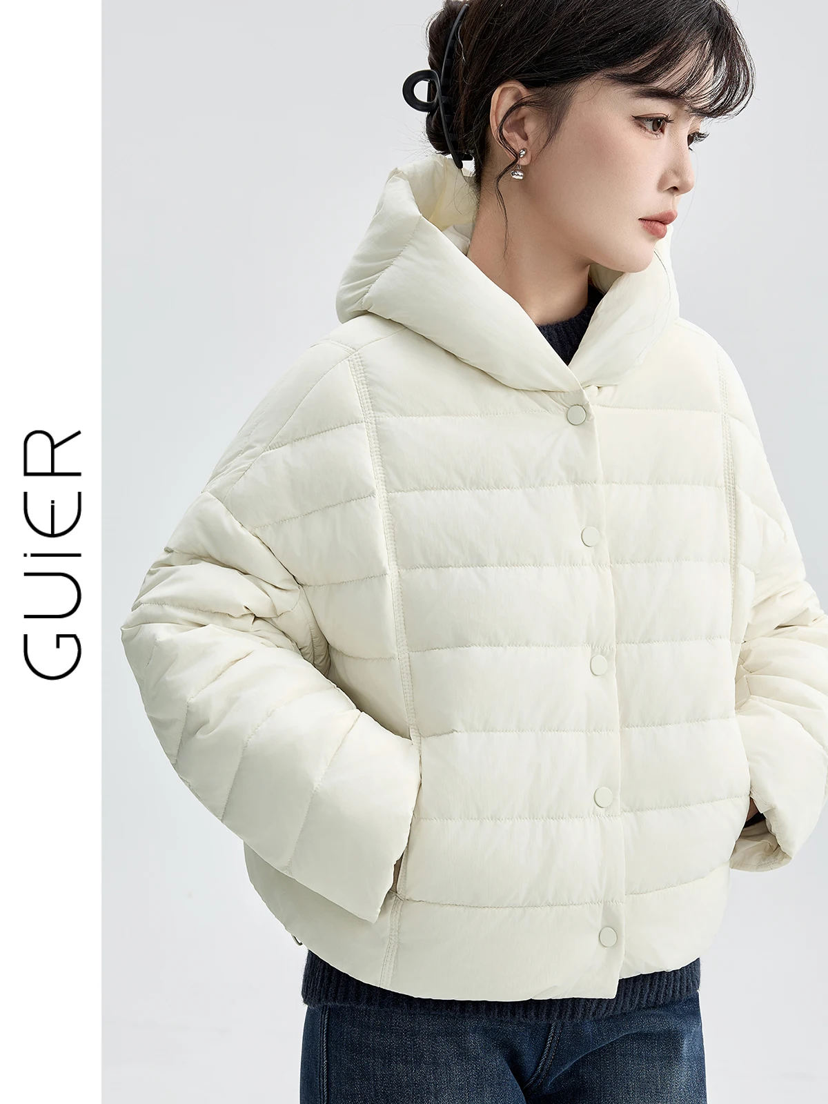 

Женская теплая универсальная куртка с капюшоном на 90% из белого утиного пуха, свободного кроя, для повседневной носки, верхняя одежда для зимы