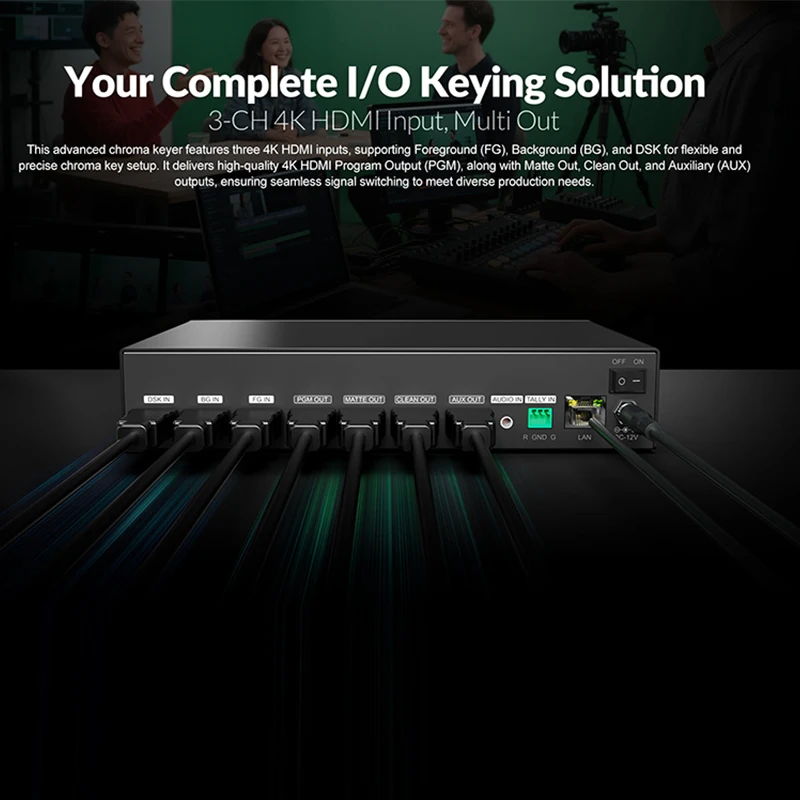 AVMATRIX KM32-4K 4K HDMI en tiempo Real Chroma Key Master Video Switcher One-Touch Smart Keying Control de plataforma Dual compatible con DSK y PIP