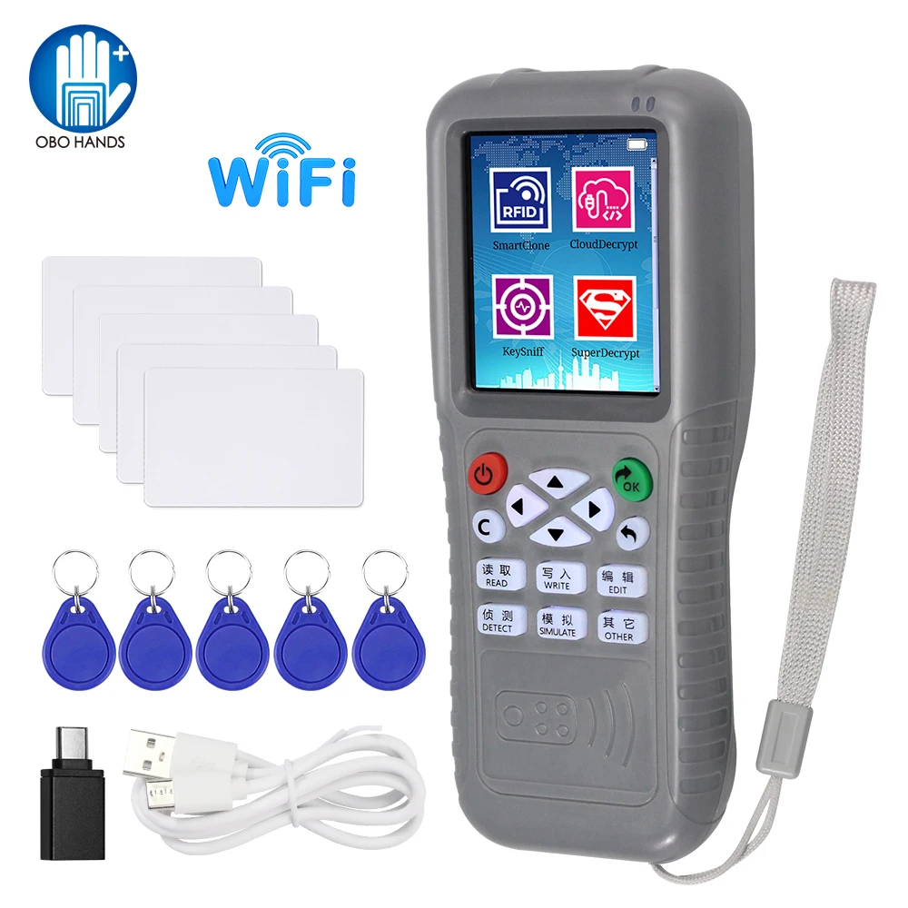 

WIFI RFID Duplicator Mobile Phone NFC Reader Writer Access Control Card Copier Full Encryption Decoding ID IC with USB Software