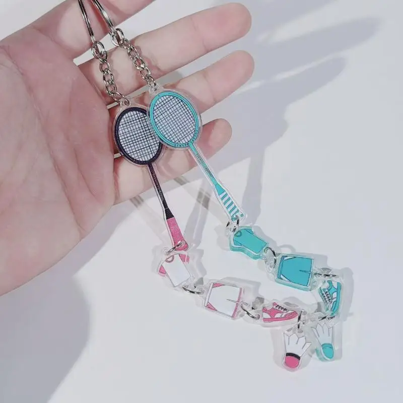 Cartoon Badminton Racket Keychain For Y2K Bag Pendant Competition Activity Gifts Jewelry Decoration Accessories Women