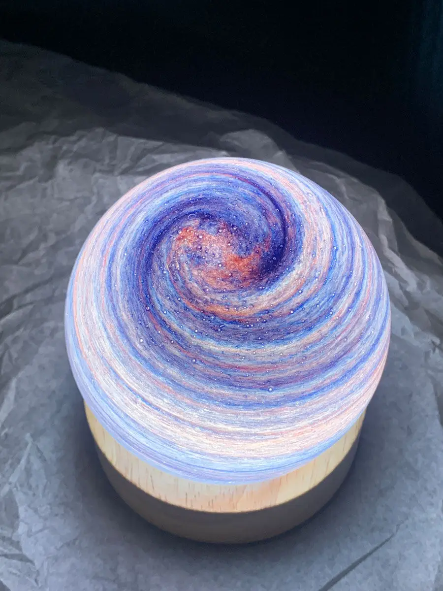 Starry Sky Galaxy Creative DIY Planet Lamp Crystal Ball  Night Light Romantic Bedside Light Solid Wood Base Birthday Gift USB