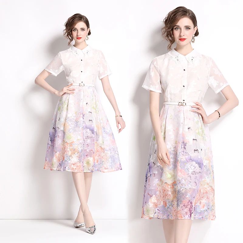 

Элегантная женская летняя юбка А-силуэта с высокой талией и цветочным принтом, короткая, из высококачественного полиэфирного волокна