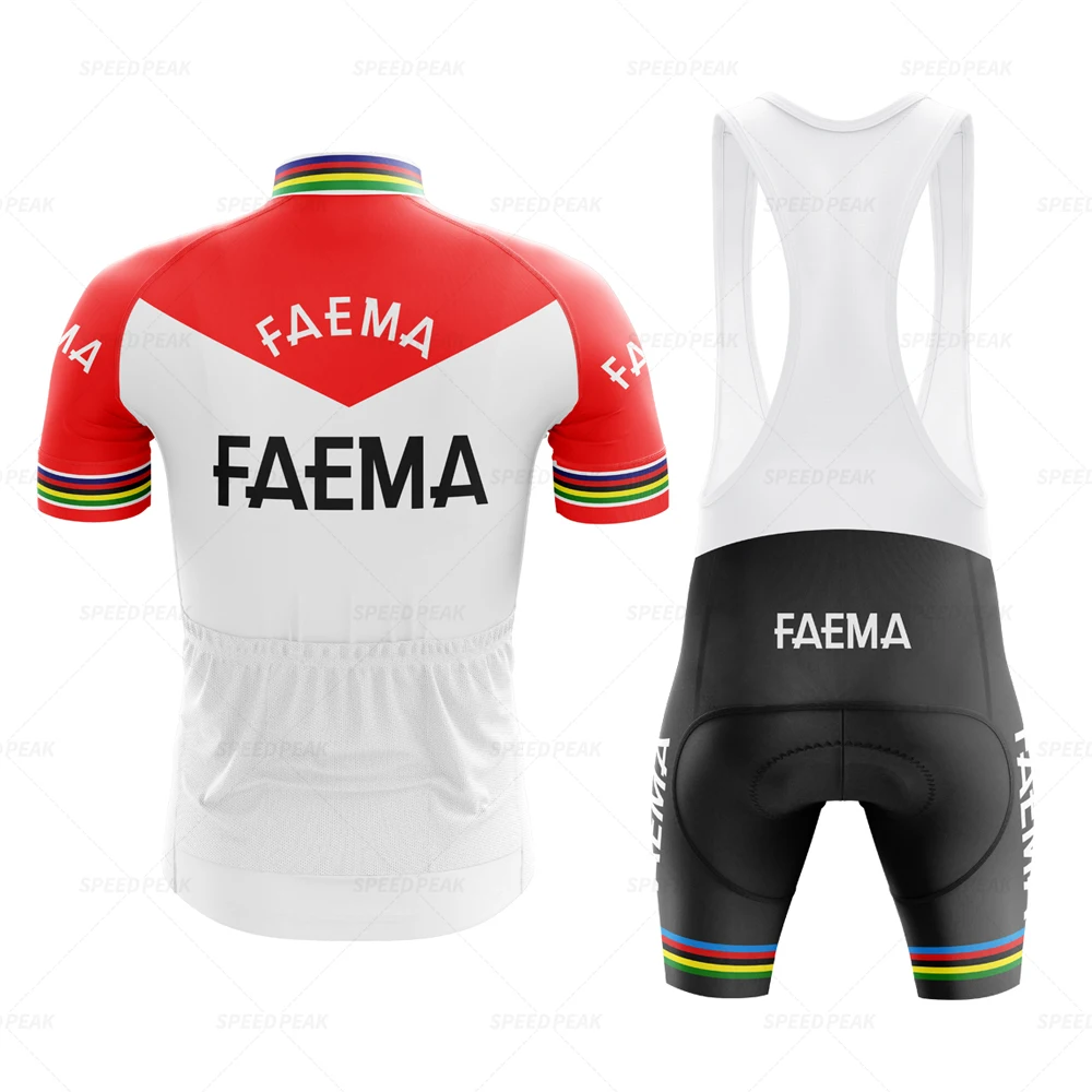 FAEMA 1969 Competition Retro Cycling Jersey Set Classical Bicycle Suit Bike Bib Short Sleeve Men Bib Shorts Clothes Por Team