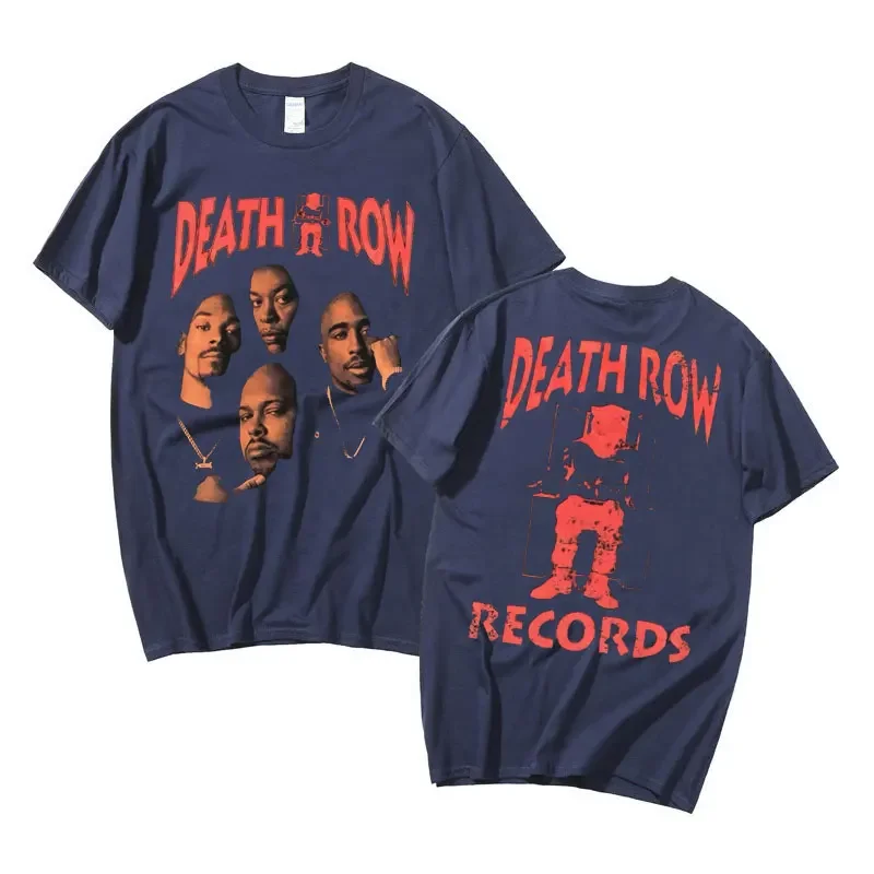 Death Row Records Dwustronna koszulka graficzna Damska koszulka w stylu hip-hopowym Retro T-shirty Raper Moda Streetwear