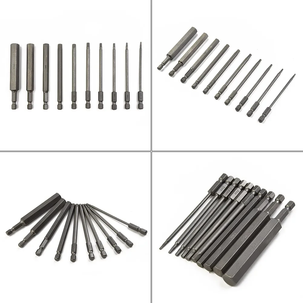 Hex Shank Screwdriver Bits Practical Replacement Components Easy To Use Magnetic Tip Metric Parts 1/4 Inch Hex 100mm