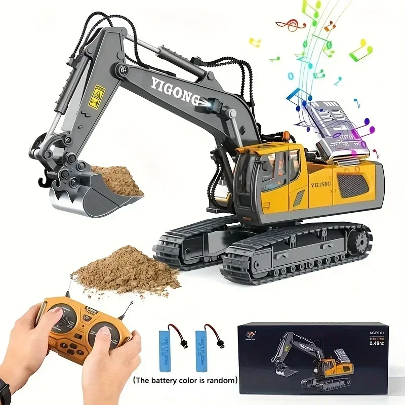 

1PC Remote Control Construction Toy - 2.4GHz 11-Channel Excavator & Dump Truck Set for Adults/Kids