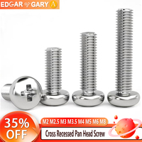 DIN7985 M2 M2.5 M3 M3.5 M4 M5 M6 M8 304 Stainless Steel Cross Recessed Pan Head Screw GB818 Phillips TV Computer Bolts 5-50pcs