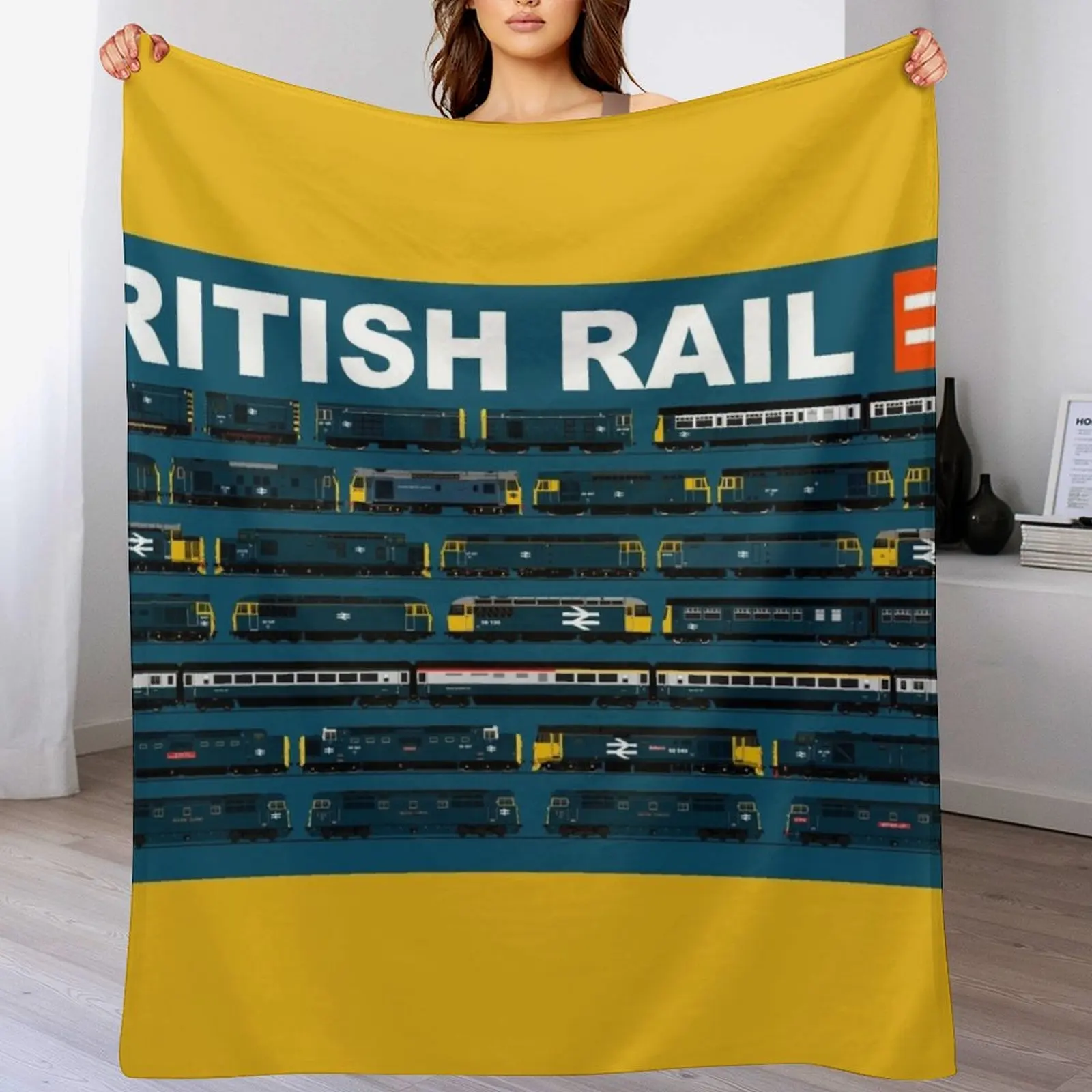 

British rail trains Throw Blanket Multi-Purpose Soft Plush Plaid Designers christmas decoration Blankets