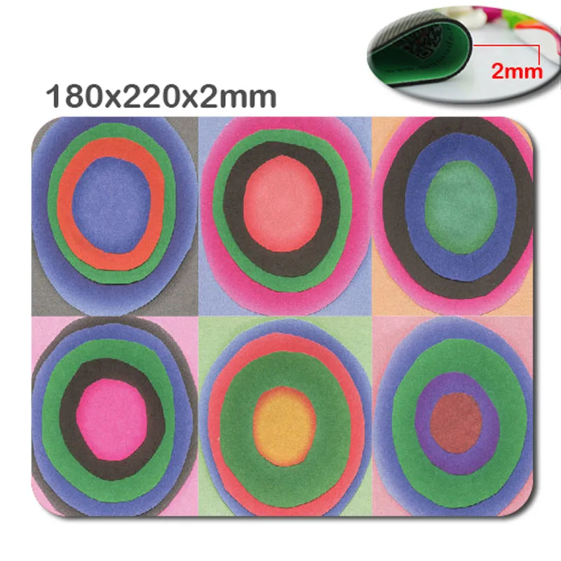 Selling Custom Decorative Mouse Pad Art Print Kandinsky Farbstudie Quadrate Non-slip Backing220X180X2mm.durable office and gift.