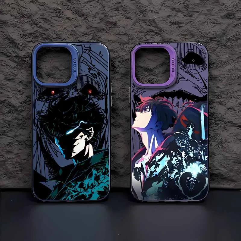 Funda de Silicona Suave y Colorida con Diseño de Anime Solo Leveling para iPhone 17, 16E, 16, 15, 14, 13, 12 mini, Pro, Max, Plus