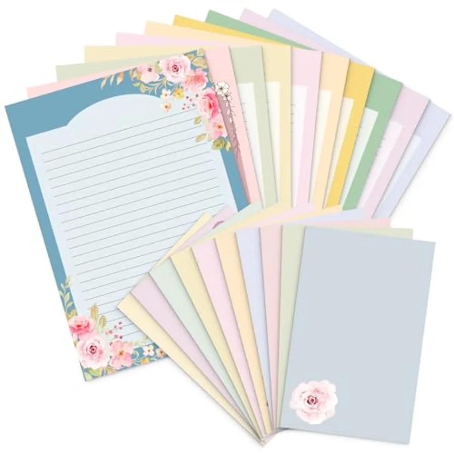 

- Stationery Writing Paper Set with Envelopes, 5.2" x 7.3" 60 Letter Sheets and 30 Envelopes, Smooth Printable Letter Paper for