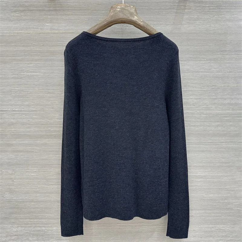 Immagine 3: Maglione da donna Nuovo top elasticizzato in maglia slim fit a maniche lunghe per l'autunno 2026, pullover in lana con scollo rotondo, maglione da donna
