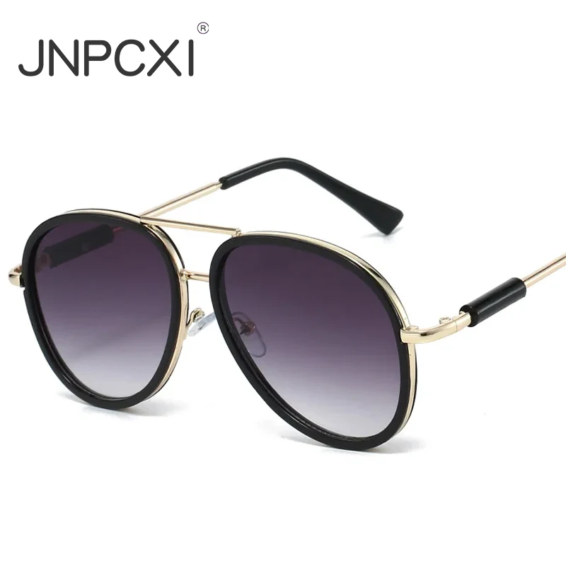 JNPCXI New Fashion Double Bridges Pilot Men Sunglasses Shades UV400 Vintage Gradient Mirror Women Trending Sun Glasses