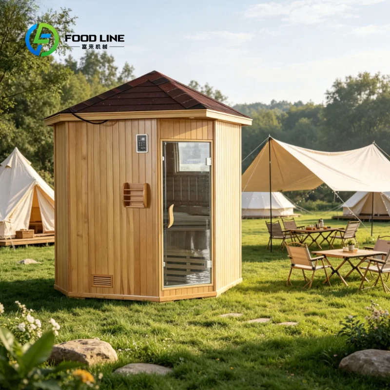 Custom Modern Electric Canadian Hemlock Corner Gazebo Sauna Room 1500mm Prefab Modular Wellness Cabin for Home Spa Commercial