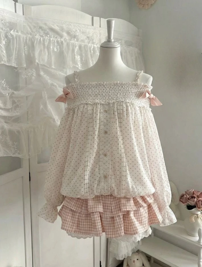 Japanese Retro Sweet Suits Women Lolita Ruffle Tops Bow Mini Skirt 2 Piece Sets Y2k Kawaii Cute Casual Fashion Outwear view 5