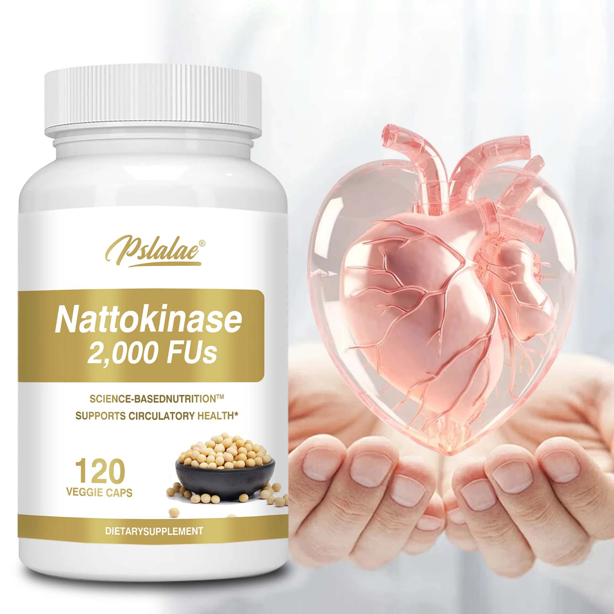 

Nattokinase Supplement - Supports Cardiovascular Function and Heart Health,Improves Blood Circulation - 120 Capsules