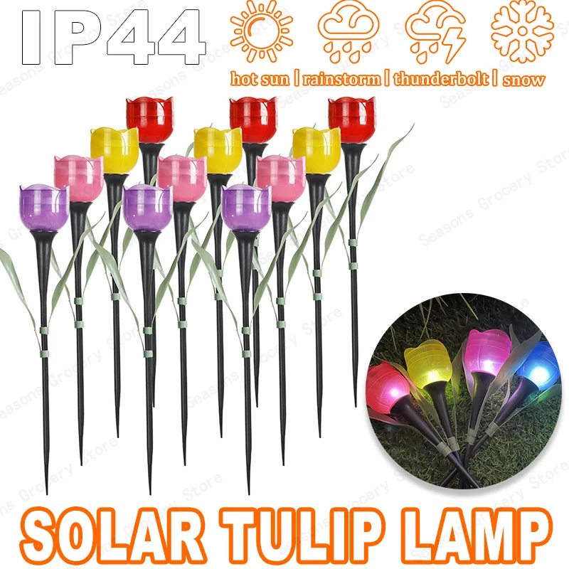

2025 Solar Tulip Flower Lights Outdoor Waterproof Garden Stake Solar Charging Auto Bright Landscape Decor No Wiring Needed