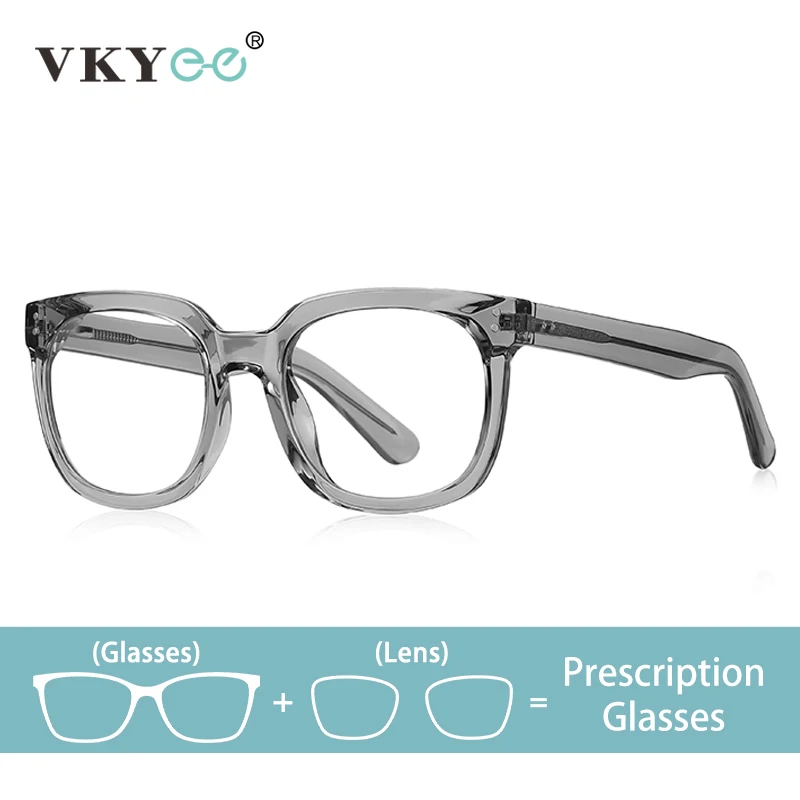 

VKYEE Fashionable Square Design Progressive Multifocal Blue Light Protection Glasses Photochromic Customizable Prescription 2124