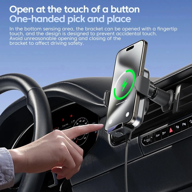 66W Magnetic Charge Car Phone Holder 15W Fast Wireless Charging Auto-car Phone Stand Touch Control for iPhone 15 14 13 12 Xiaomi