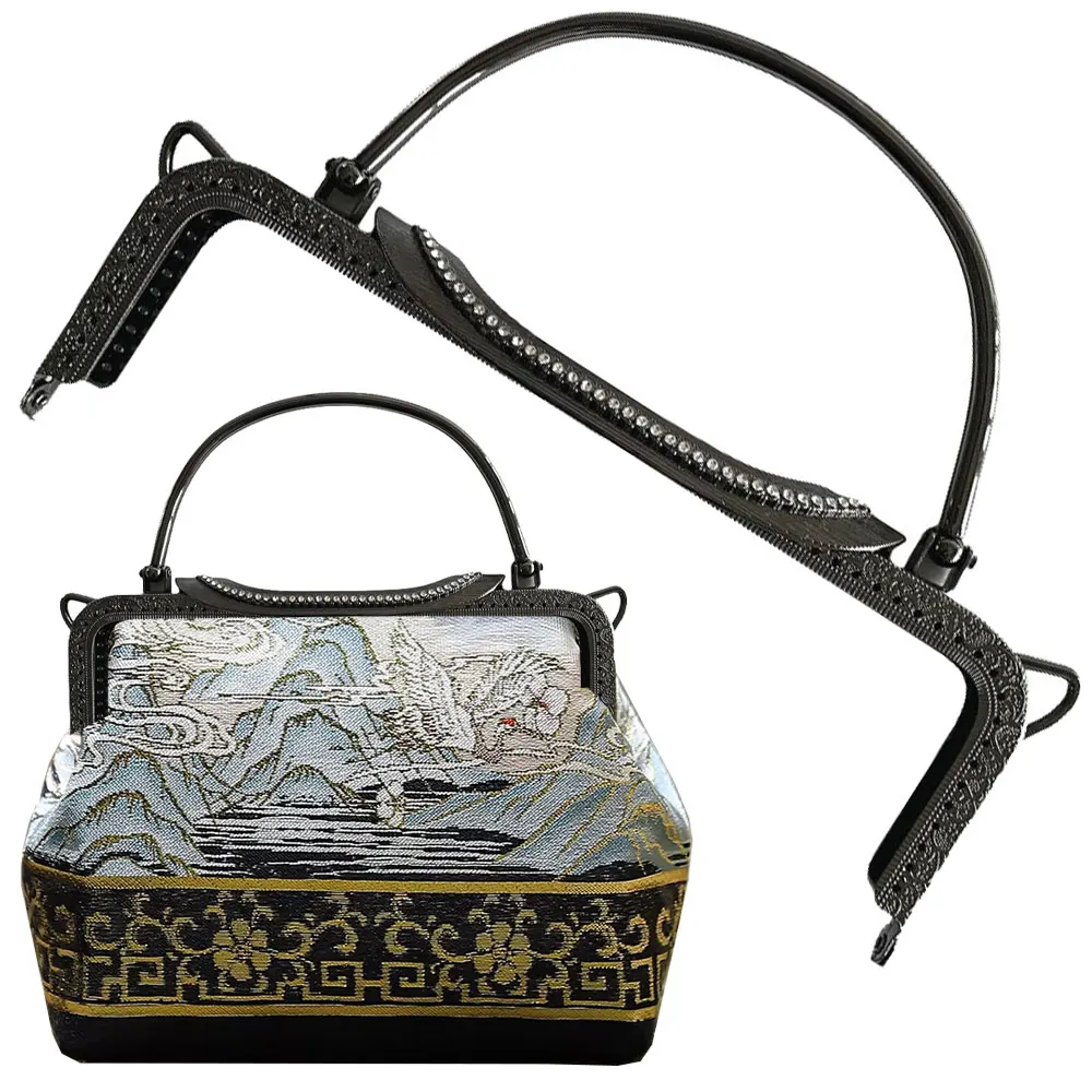 

10PCS 22.5cm Metal Purse Frame Embossed Handbag Handle DIY Handmade Wallet Kiss Clasp Bag Sewing Brackets for Making Bags