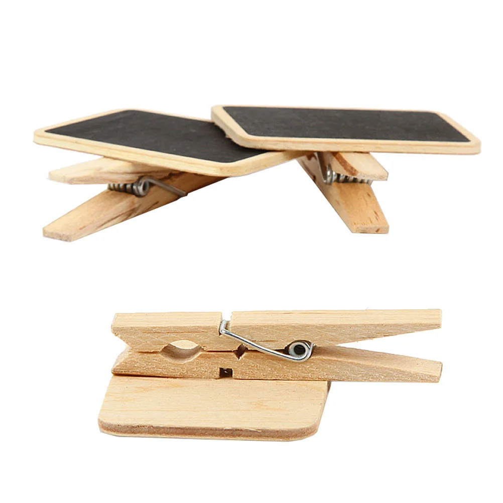 

20pcs Creative Mini Wooden Chalkboard Message Board With Clip For Wedding Party Celebration 10 Heart 10 Square Eco-Friendly