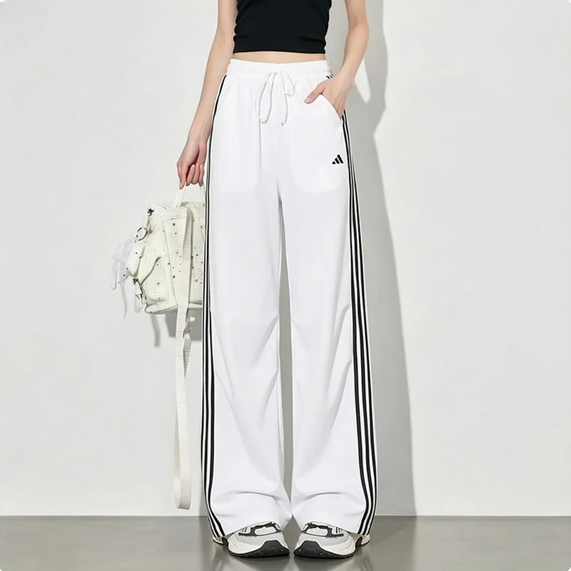 Adidas Women Woven Long Pants Kz1534 Loose Adjustable Waist Three Stripes Breathable Casual Sports Trousers Free returns