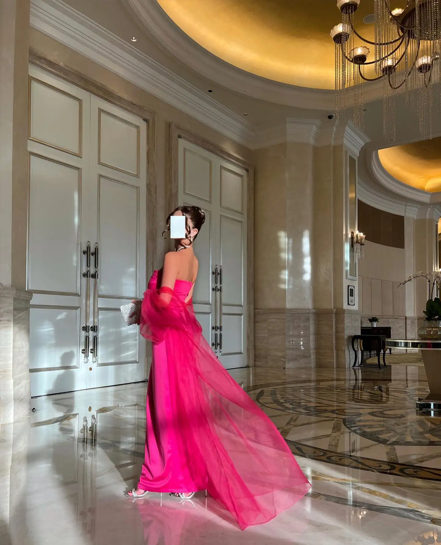 Customized Delicate Jersey Shawl Evening Dresses Temperament Sleeveless Strapless Party Dress Custom Size Homecoming D