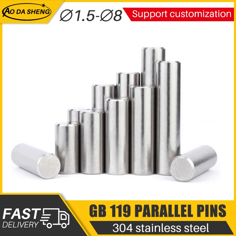 

AODASHENG 100/50pcs M1.5 M2 M3 M4 M5 M6 M8 Cylindrical Pin Locating Stud 304 Stainless Steel Fixed Shaft Solid Rod GB 119 3~60mm