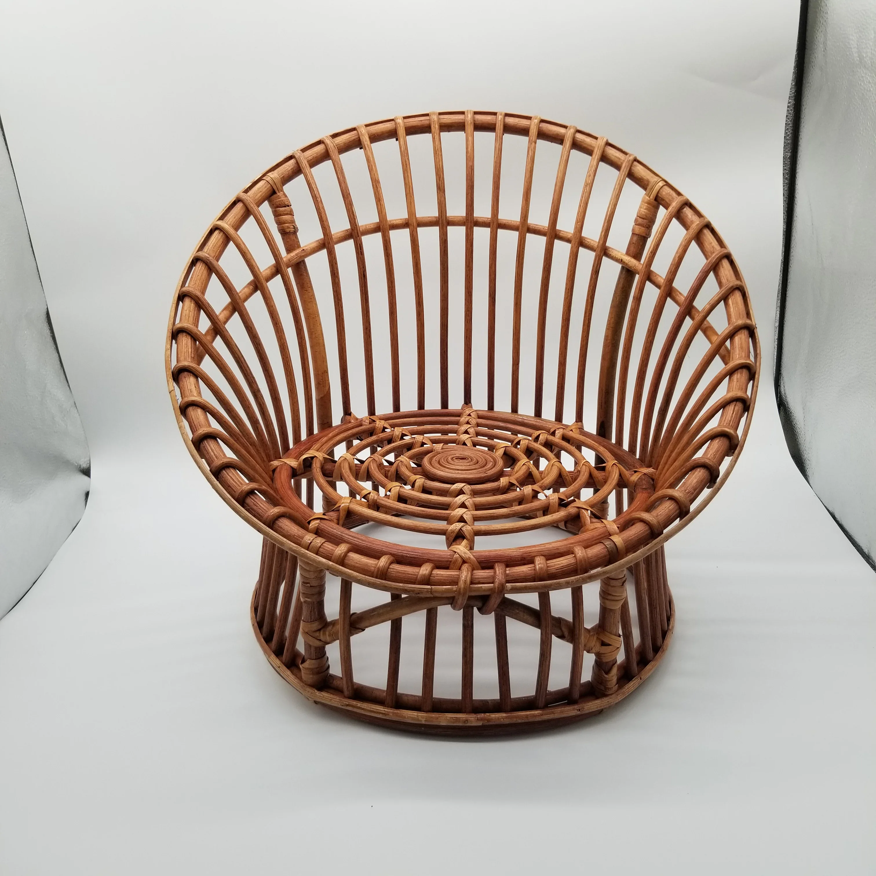 Newborn Photography Props Baby Retro Handmade Round Bamboo Chair Rattan Bed Sofa Baby Photography Accessories Photo Props