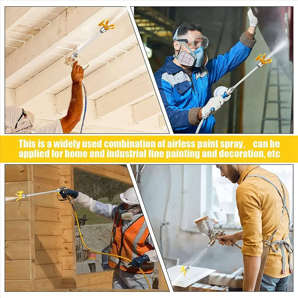 

SEO 8 Pieces Airless Paint Spray Tool Set 11.8 Inch Extension Pole Rod with 517 Sprayer Tip and Nozzle Tip Guard Protector