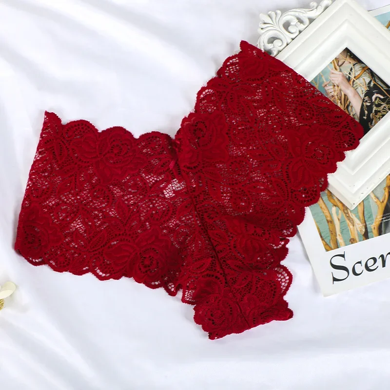 Sexy Women Floral Lace Panties Perspective Underwear V Waist Solid Color Underpants Female Breathable Intimates Lingerie image 4