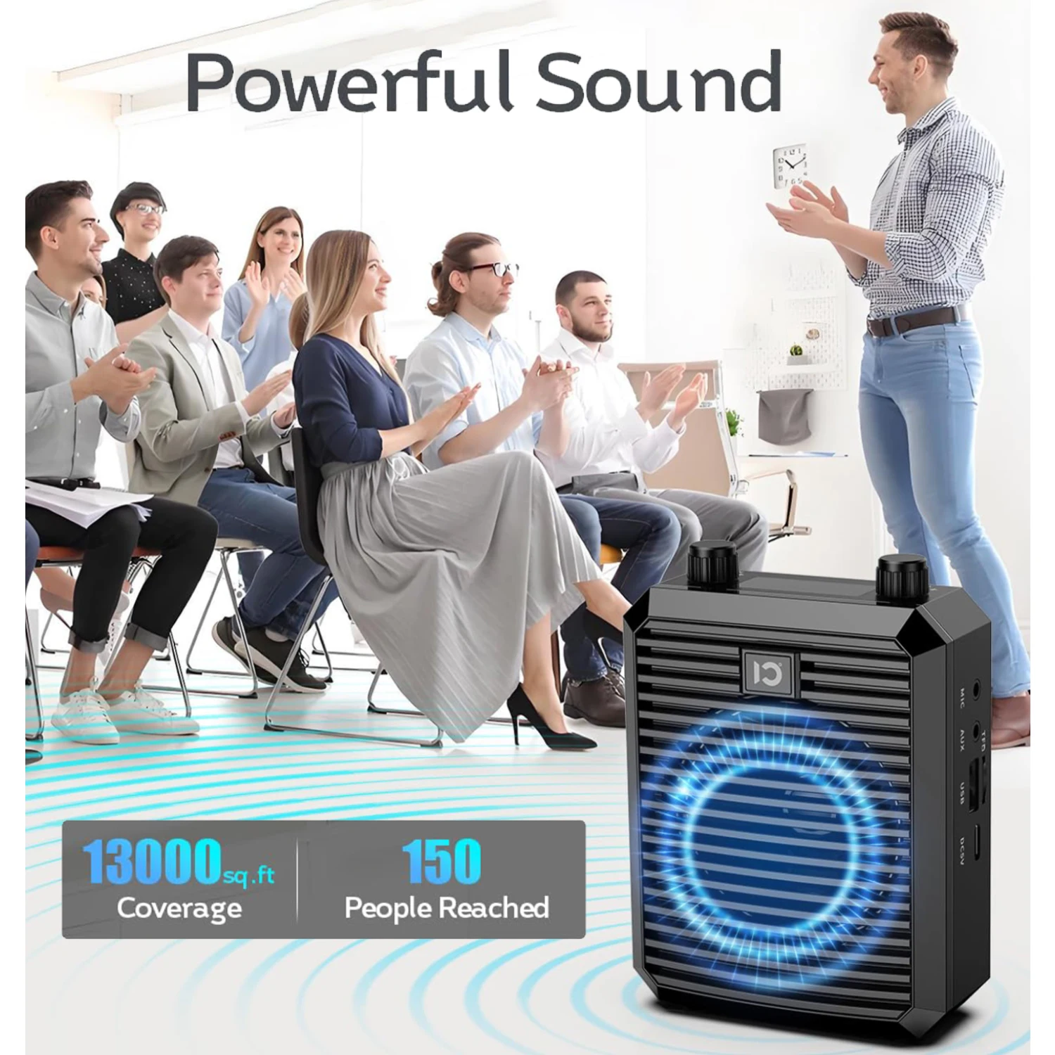 SHIDU Amplificatore vocale Bluetooth con microfono lavalier wireless, altoparlante portatile Microfono wireless per aula/yoga/allenamento-M1