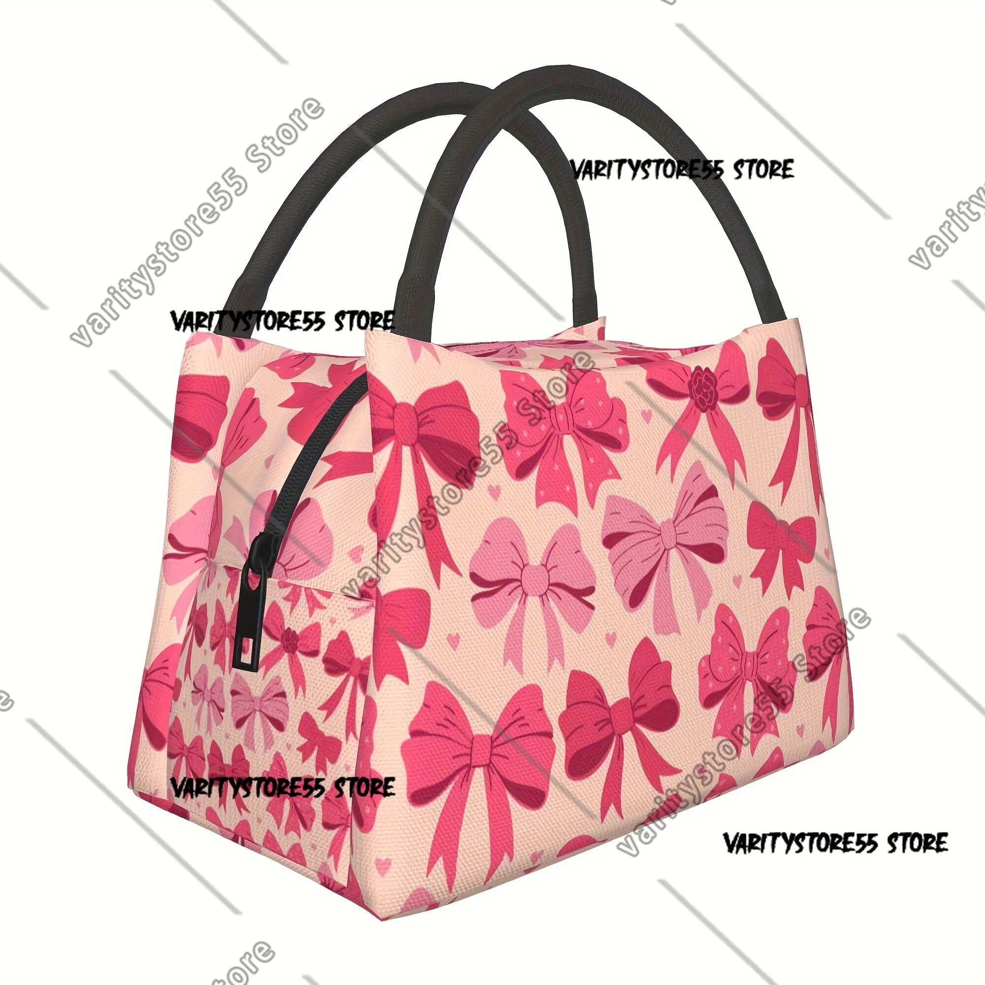 

Сумка для обеда с розовым бантом, портативная многоразовая сумка-холодильник, сумка-холодильник, изолированная для кемпинга, пикника, пляжа