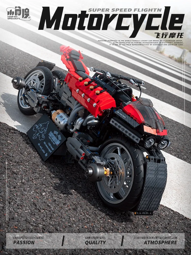 MOC مدينة Cyberpunk Lazarethed تحلق نموذج دراجة نارية اللبنات الطوب التقنية سوبر دراجة نارية المرآب لعب للأطفال هدية