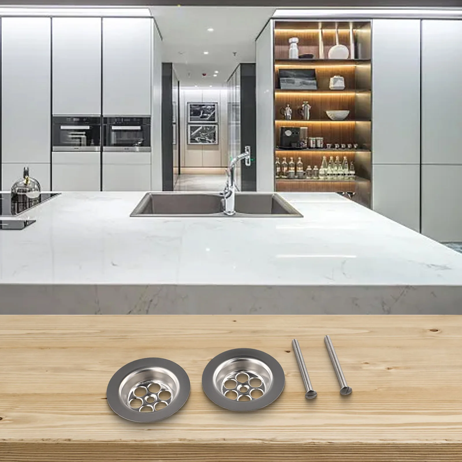 

Replacement Bath Hole Spare 2 Sets with Screw Stainless Steel Parts Suitable for Bathtub Repair to Maintain Proper Functionality