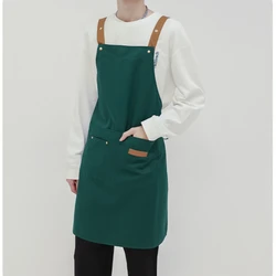 Simple Waterproof Cloth Apron for Household Kitchen, Men and Women, Cooking, Dining, Coffee, Milk and Tea Shop, Work Apron